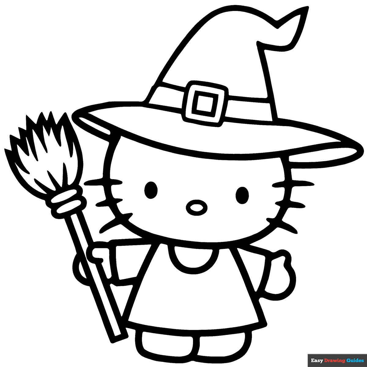 Hello Kitty As Witch For Halloween Coloring Page Easy Drawing Guides Hello Kitty As Witch For Halloween Coloring Page Easy Drawing Guides