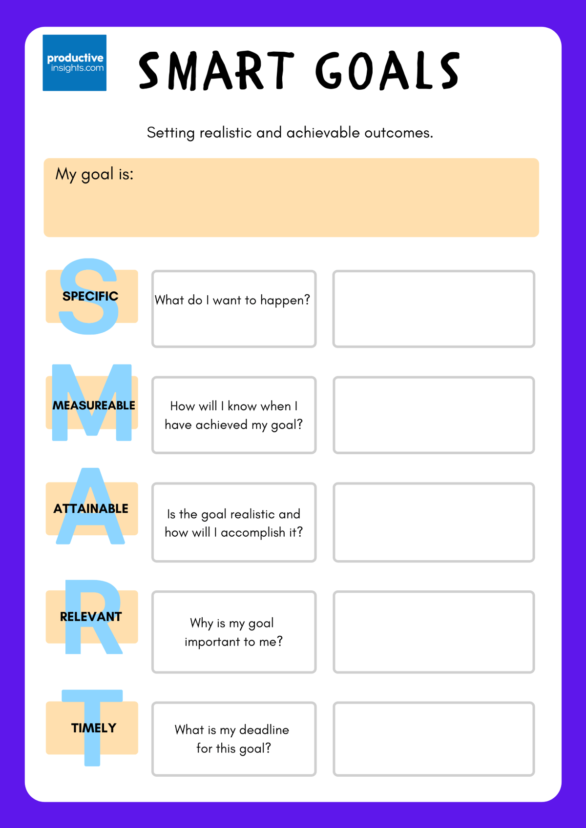smart goals worksheet
