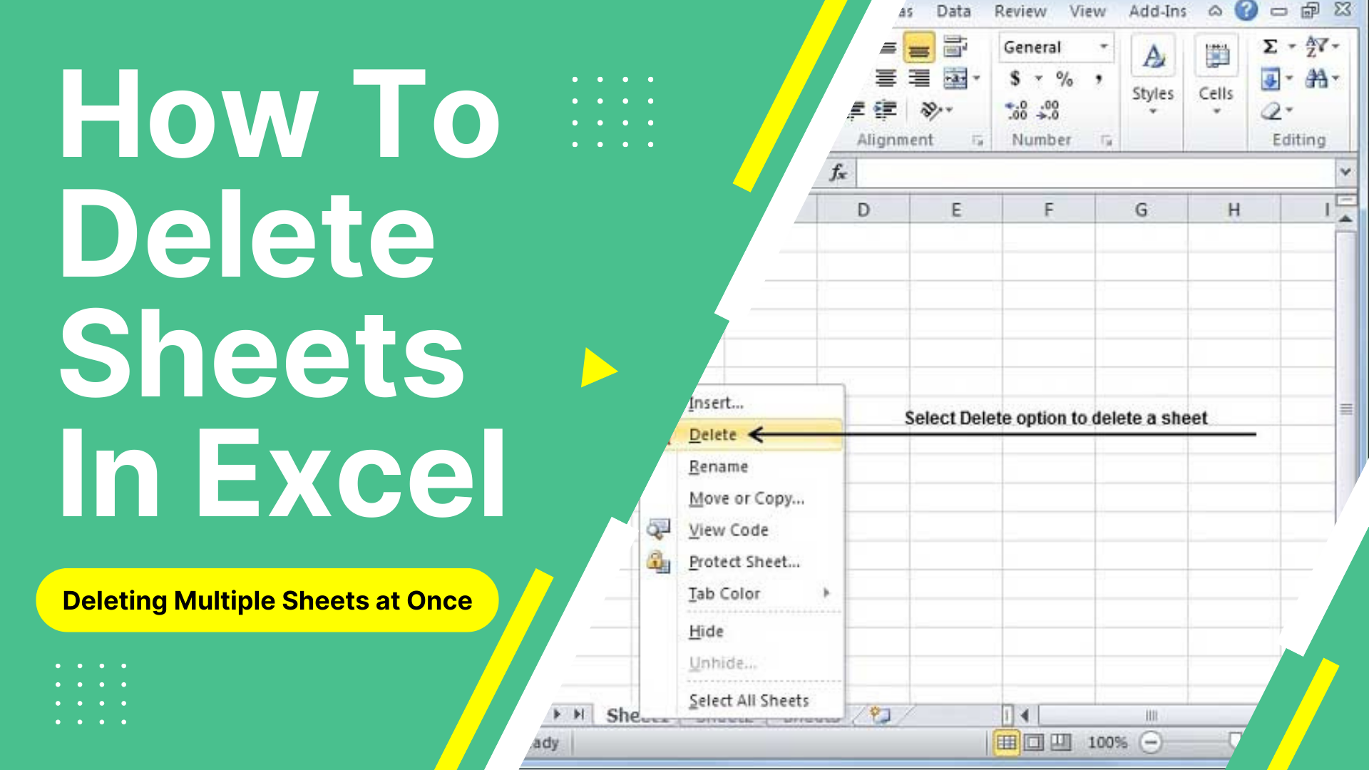 How To Delete Sheets In Excel Deleting Multiple Sheets At Once