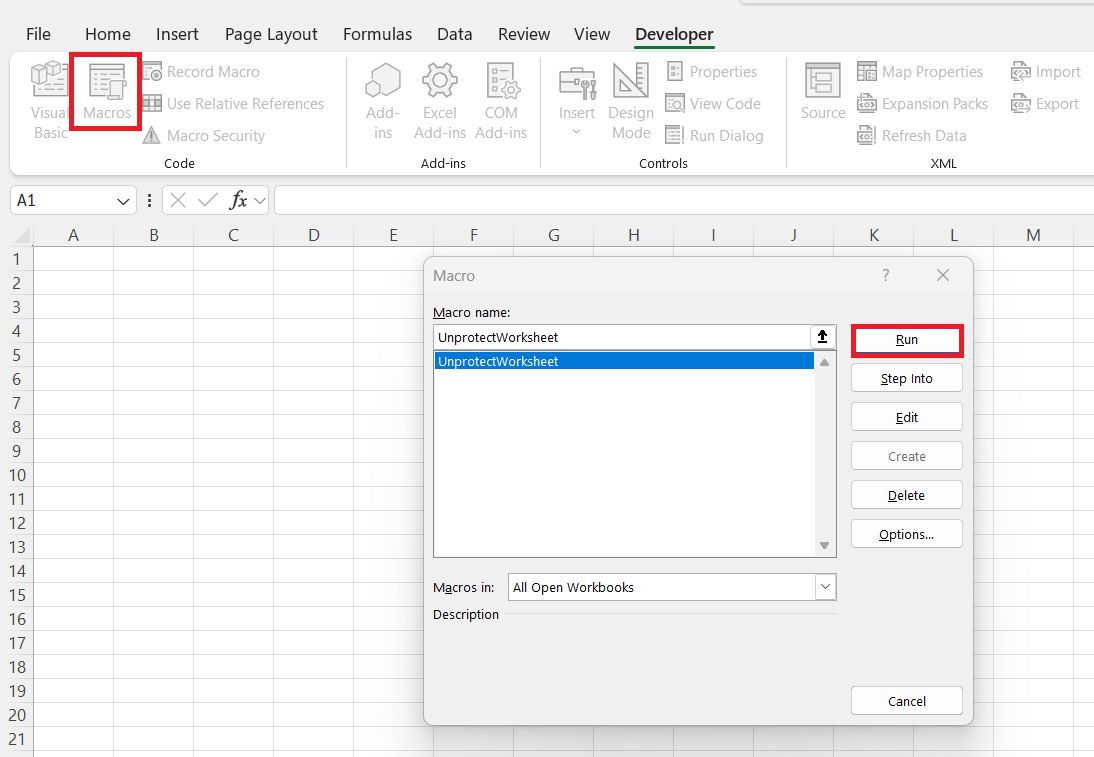 how to unprotect worksheet