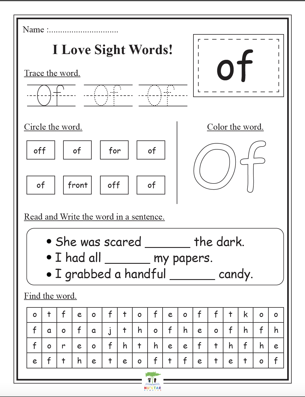 sight word practice worksheets
