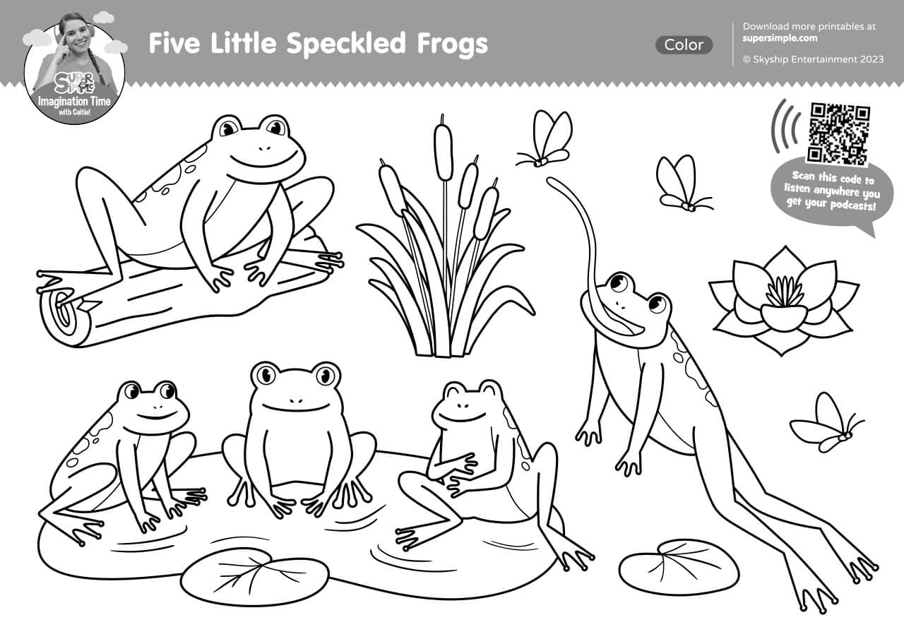 Imagination Time Five Little Speckled Frogs Coloring Page Super Simple Imagination Time Five Little Speckled Frogs Coloring Page Super Simple