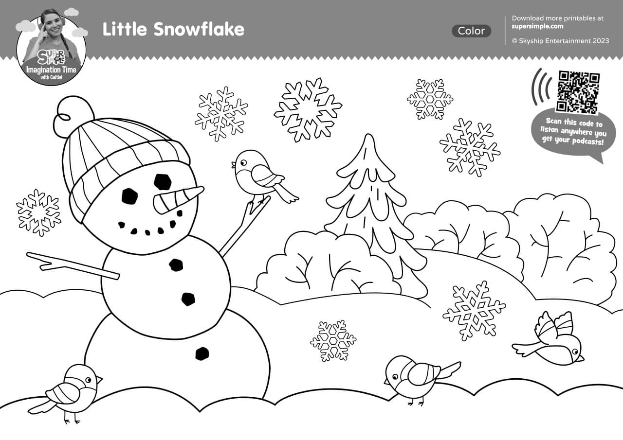 Imagination Time Little Snowflake Coloring Page Super Simple