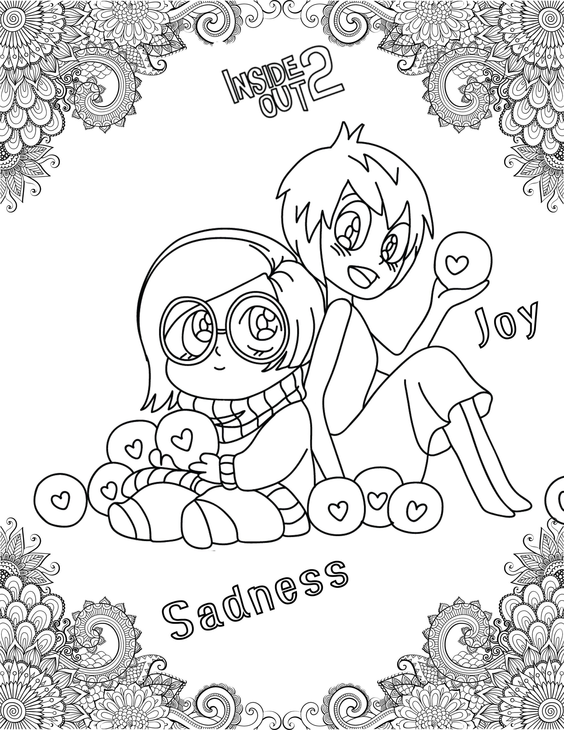 Inside Out 2 PDF Coloring Pages For Boys And Girls Instant Download Family Coloring With Mandala Coloringpage Etsy