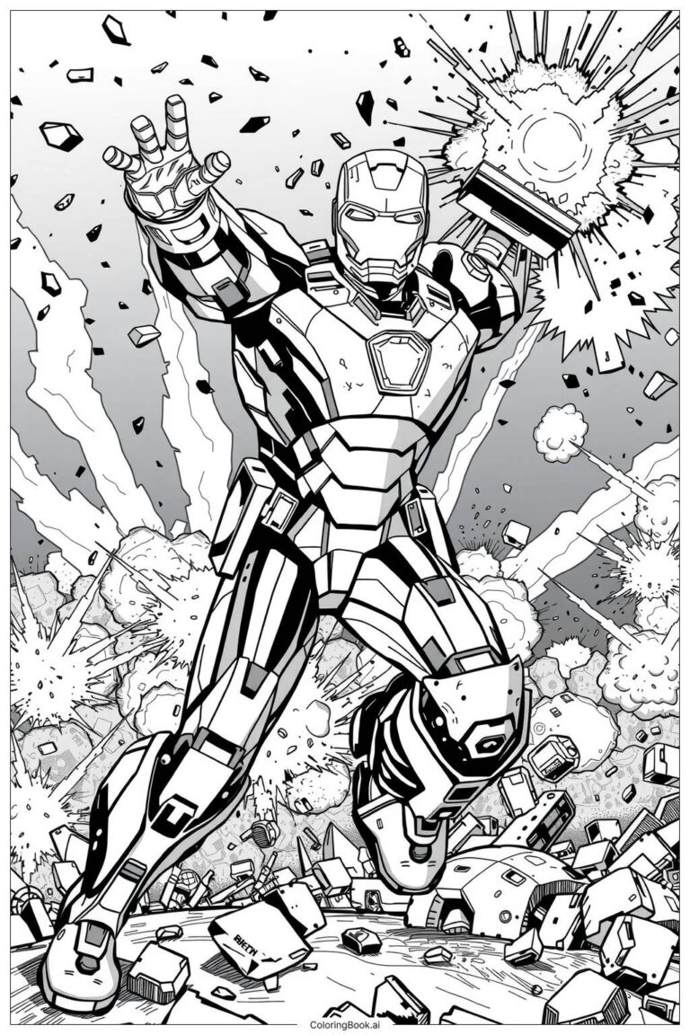 Iron Man Standing Heroically Coloring Page Free PDF PNG Printable 