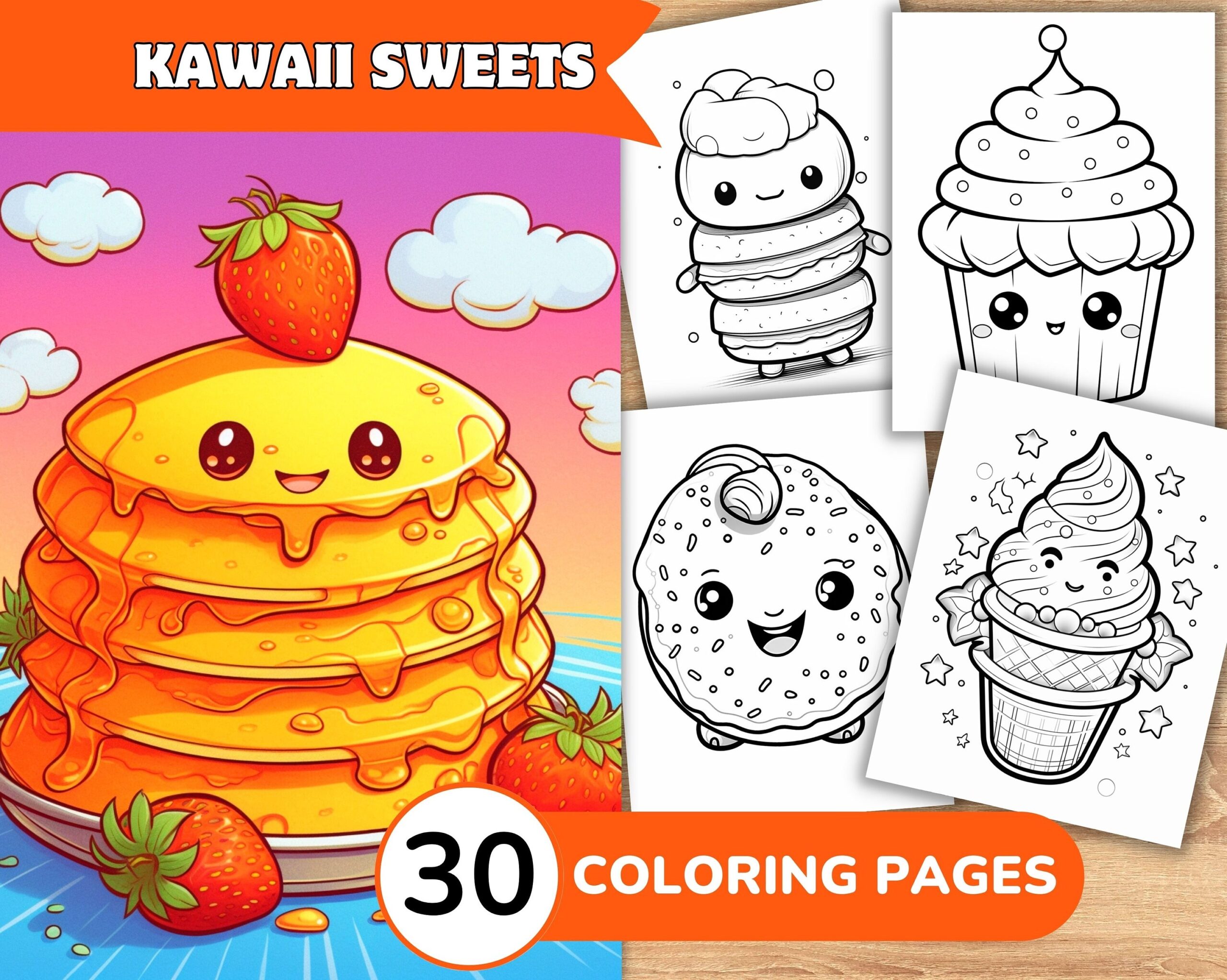 Kawaii Coloring Pages Kawaii Coloring Book Kawaii Food Coloring Sweet Coloring Cake Coloring Cute Kawaii Coloring Etsy