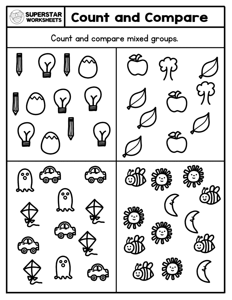Kindergarten Comparing Numbers Worksheets Superstar Worksheets