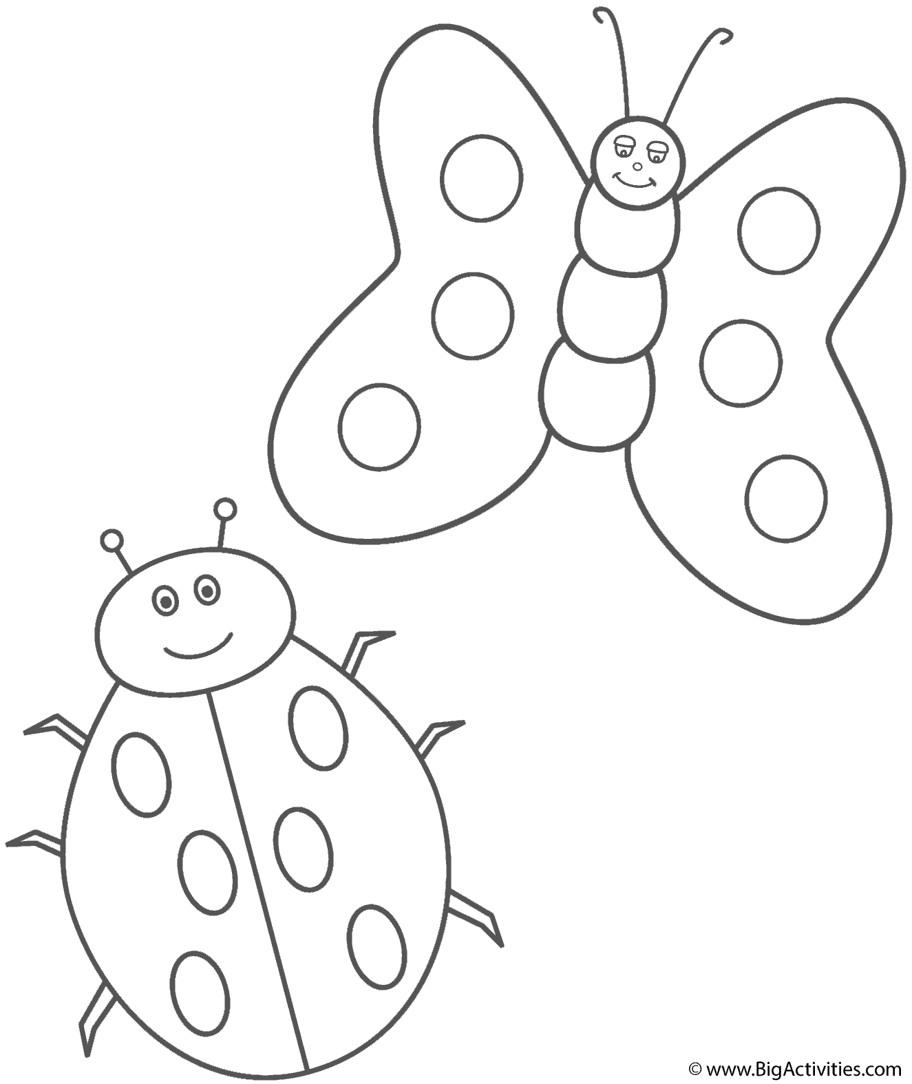 Ladybug And Butterfly Coloring Page Insects Ladybug And Butterfly Coloring Page Insects
