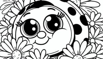 Ladybug In Daisies Coloring Page Kids Printable Coloring Page Etsy