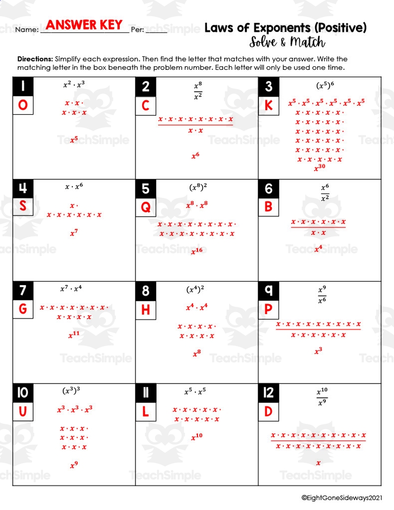 algebra positive exponents worksheet pdf