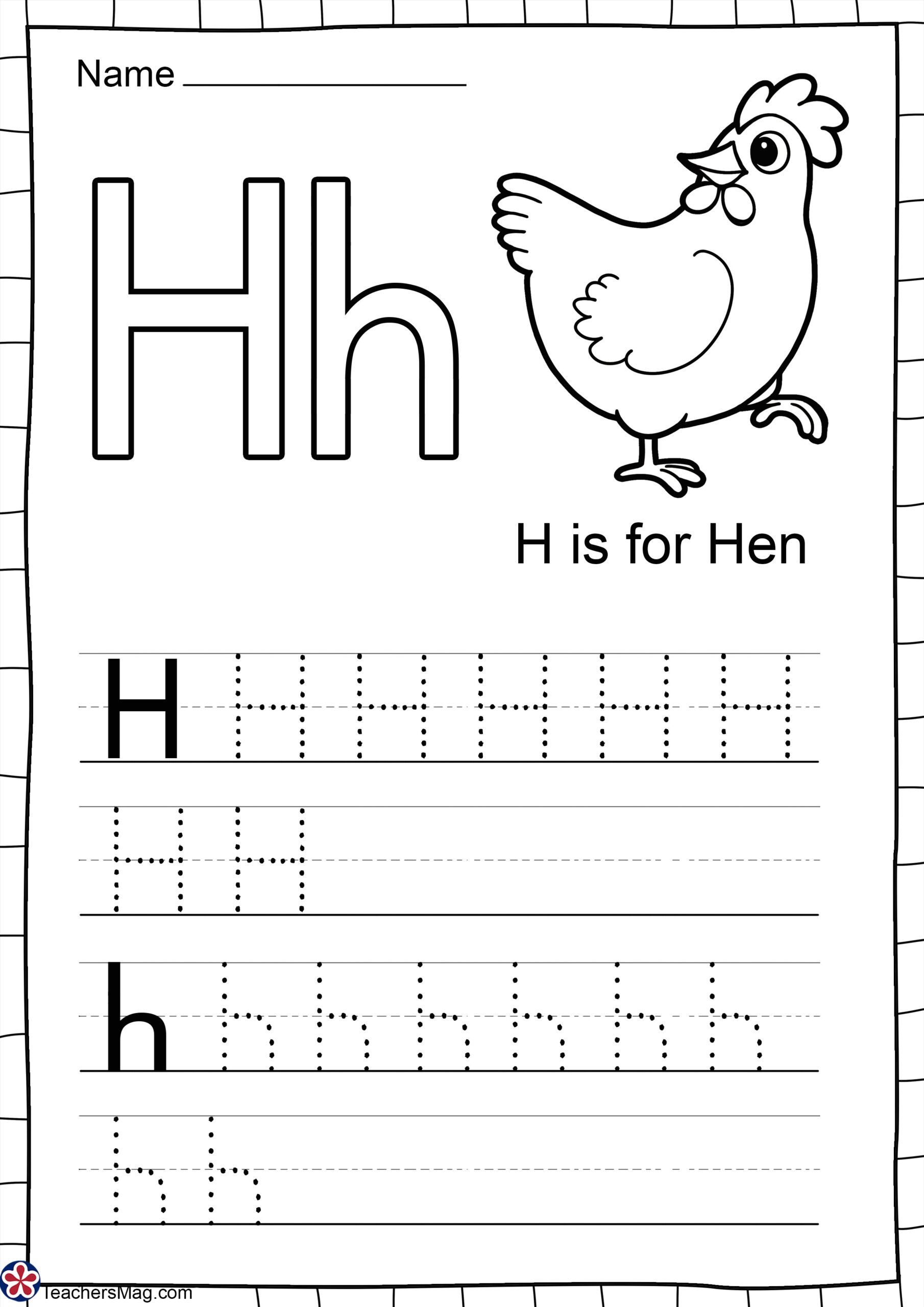 letter h worksheets