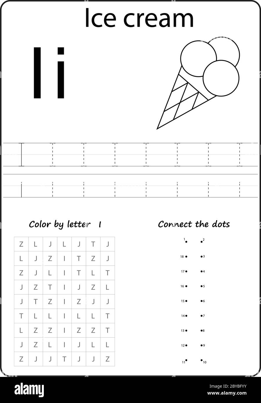 Letter I Alphabet Letter Worksheet Task For Kids Learning Letters Stock Vector Image Art Alamy