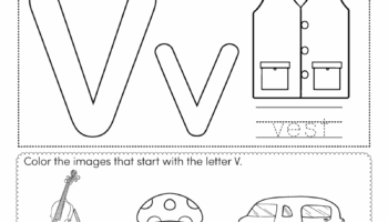 Letter V Coloring Worksheet Free Printable Digital PDF