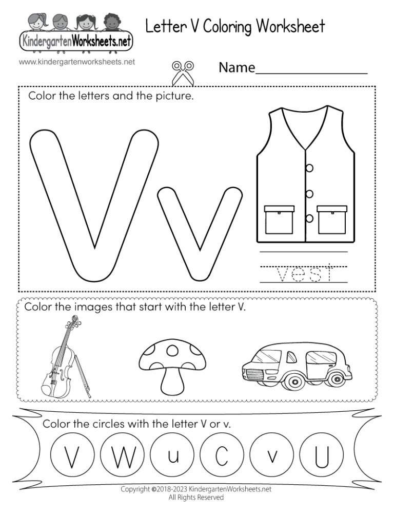 Letter V Coloring Worksheet Free Printable Digital PDF