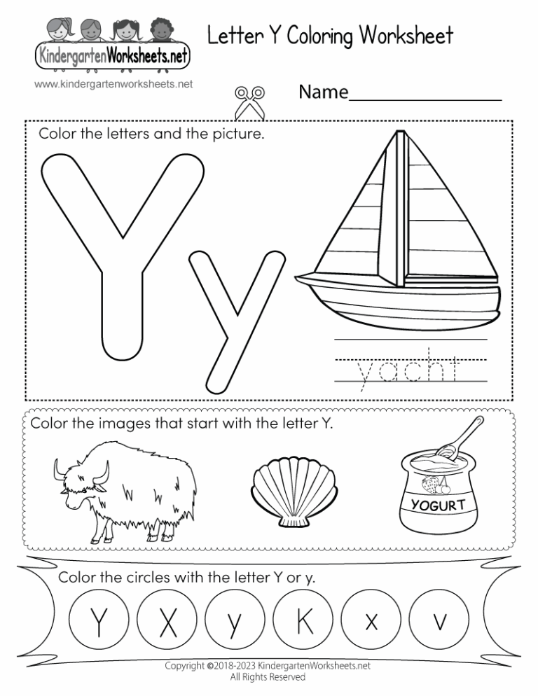 Letter Y Coloring Worksheet Free Printable Digital PDF