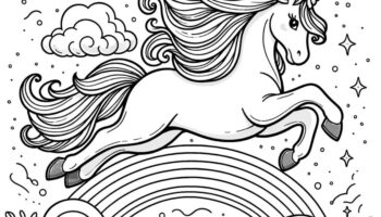 Magical Unicorn Coloring Pages Printable Leaping Unicorns With Stars Clouds And Rainbow Kids Whimsical Coloring Book Art Etsy Israel