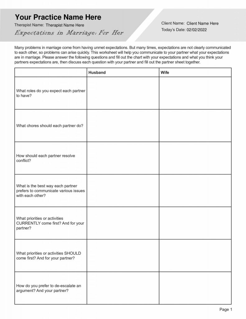 Marriage Counseling Worksheets Bundle Editable Fillable Printable PDFs Worksheets Library