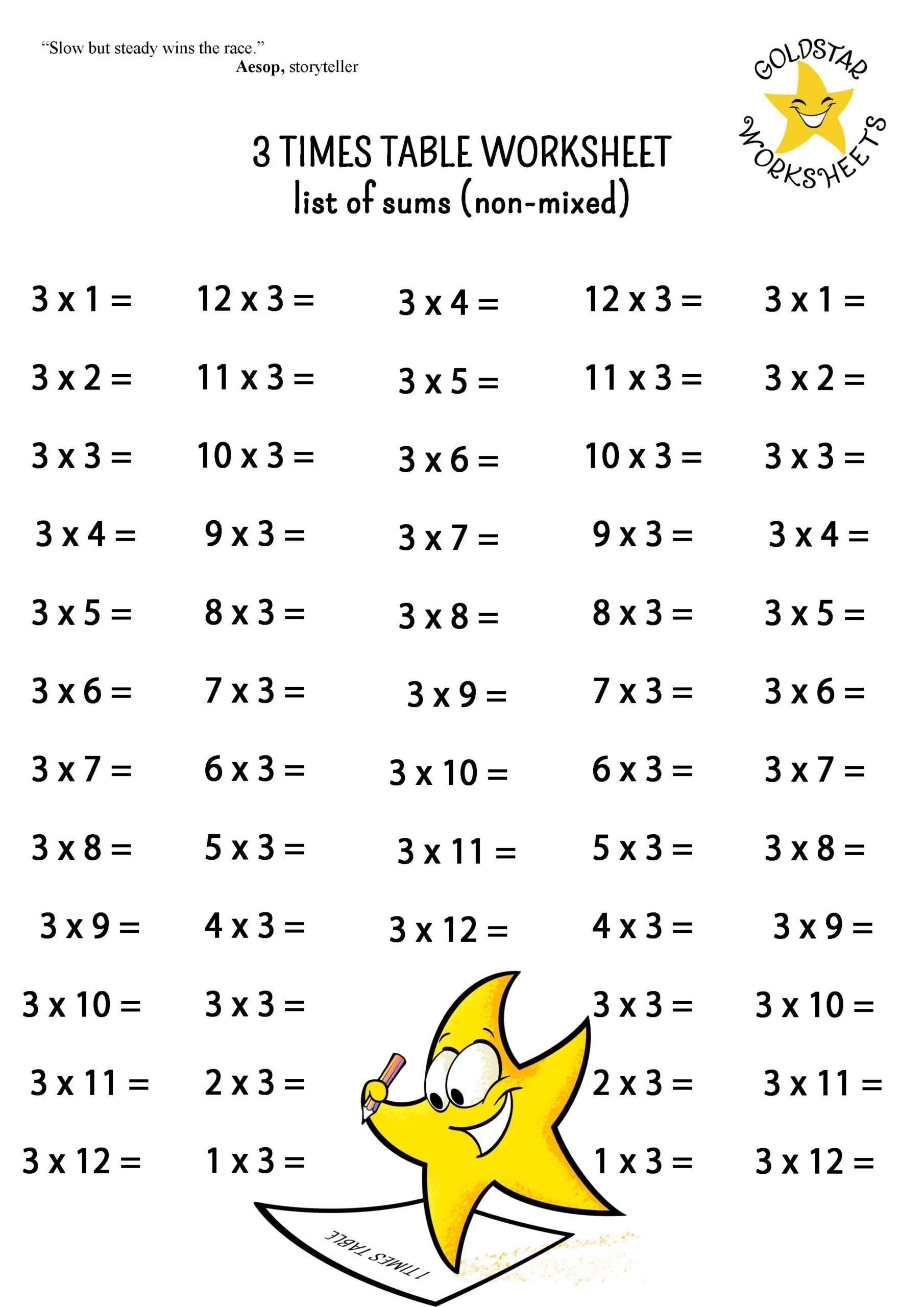 3 times table worksheet