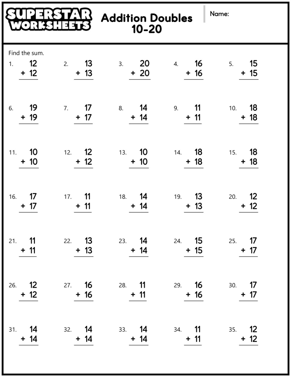 addition and subtraction worksheet