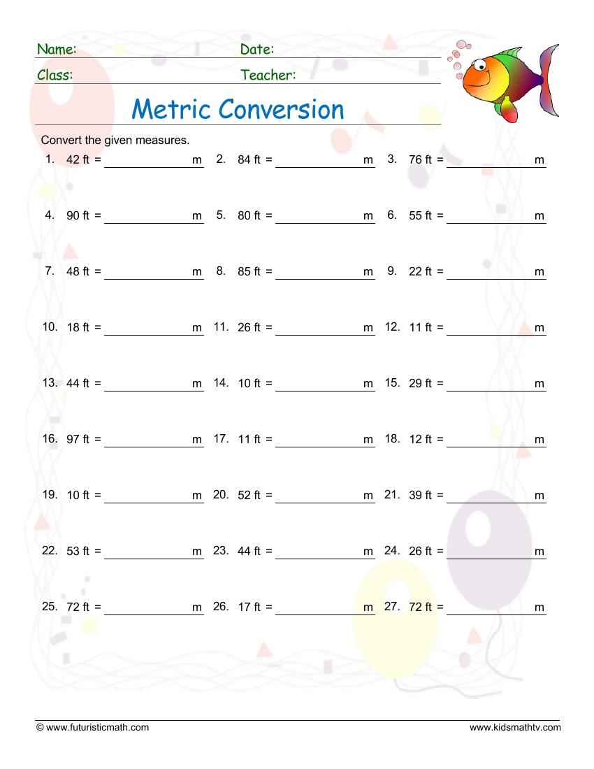 metric conversion worksheet