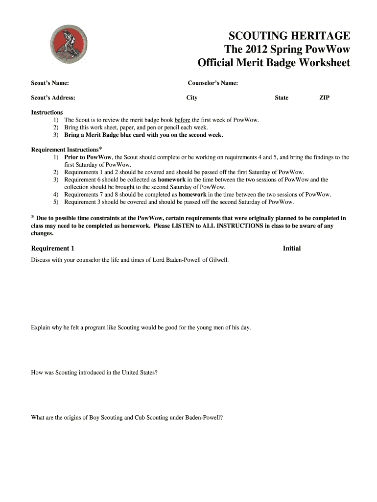 Merit Badge Worksheets Fill Out Sign Online DocHub Worksheets Library