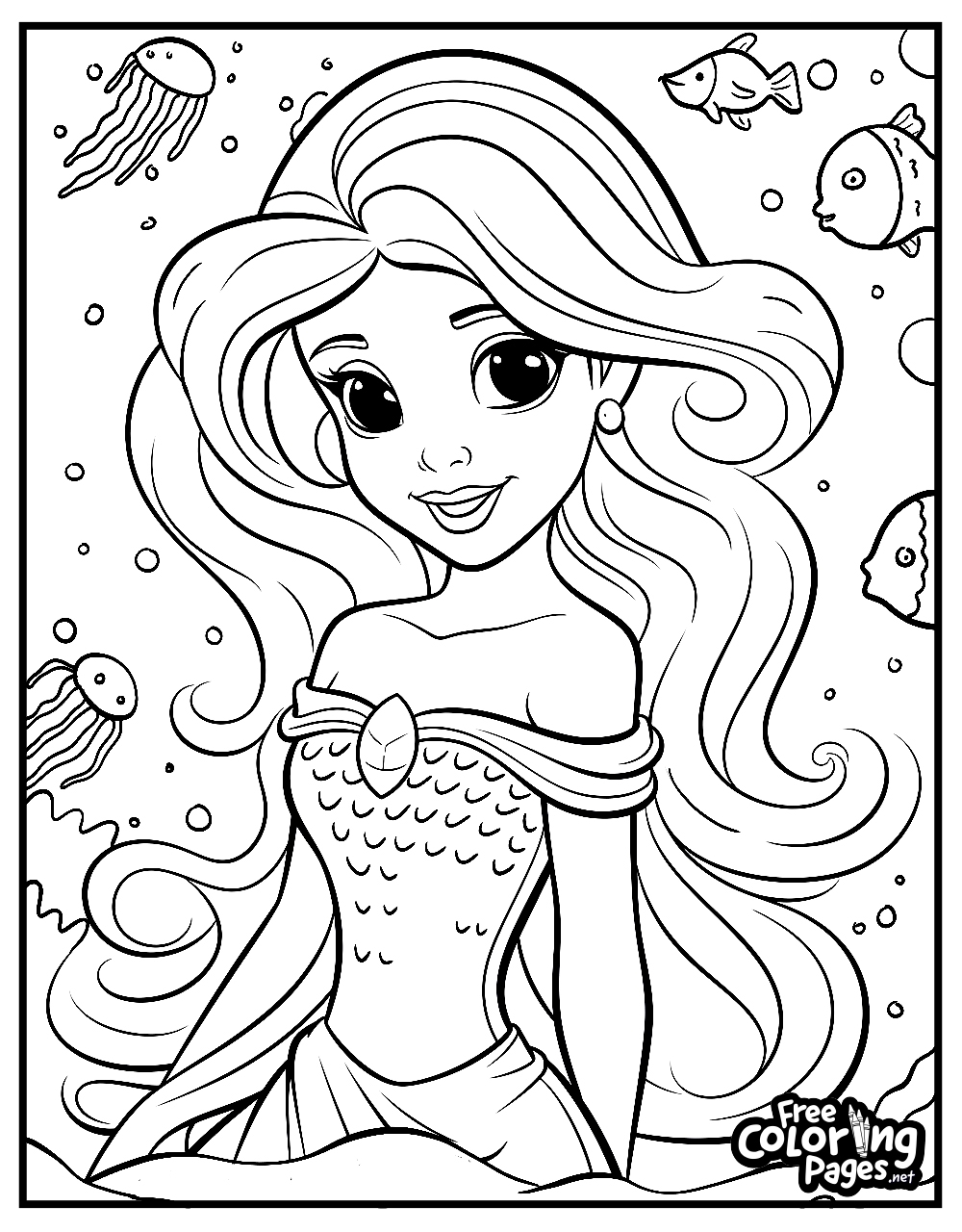 Mermaid Coloring Pages Ariel Coloring Pages FreeColoringPages