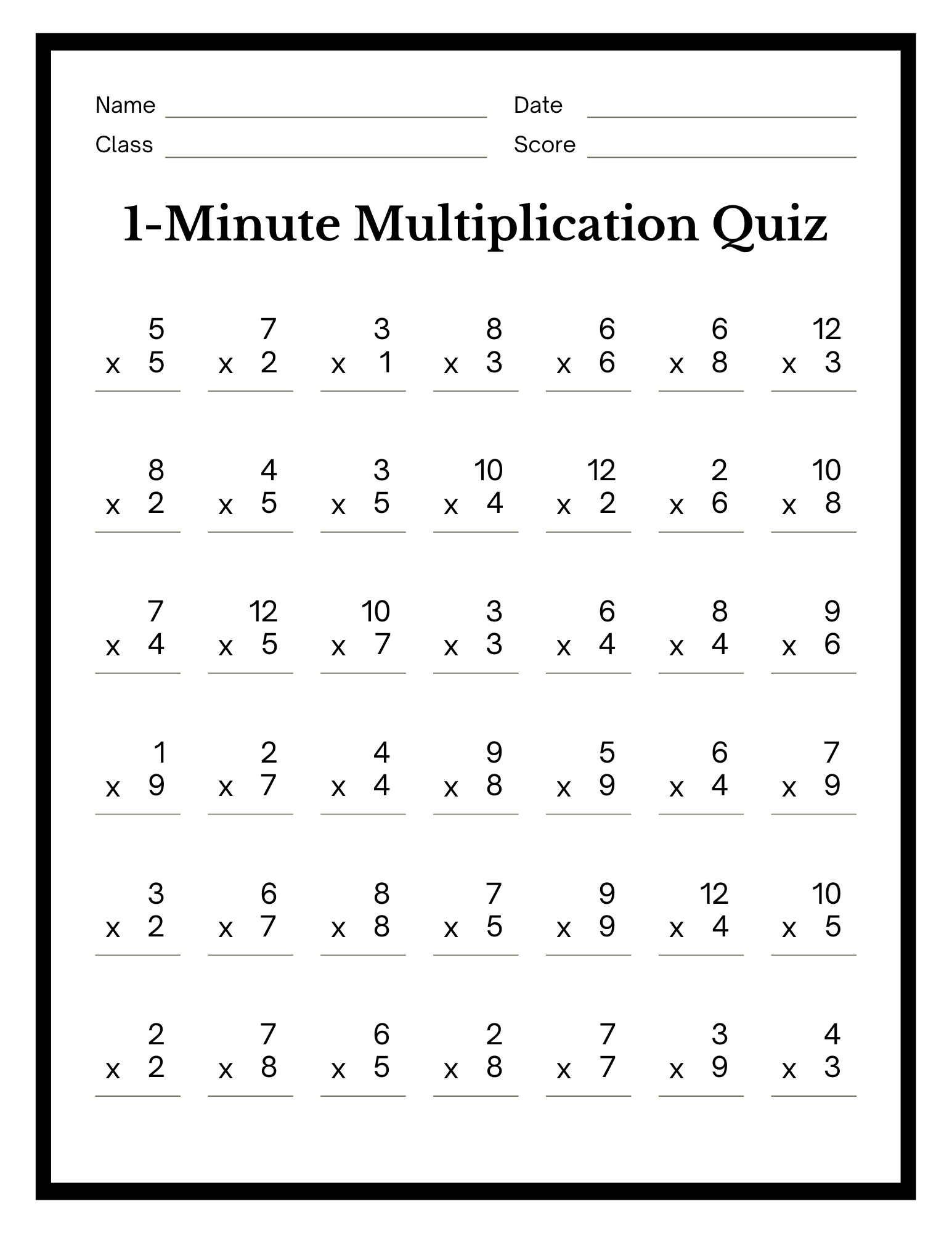 free multiplication worksheets