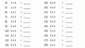 Multiplication Practice Worksheets To 5x5