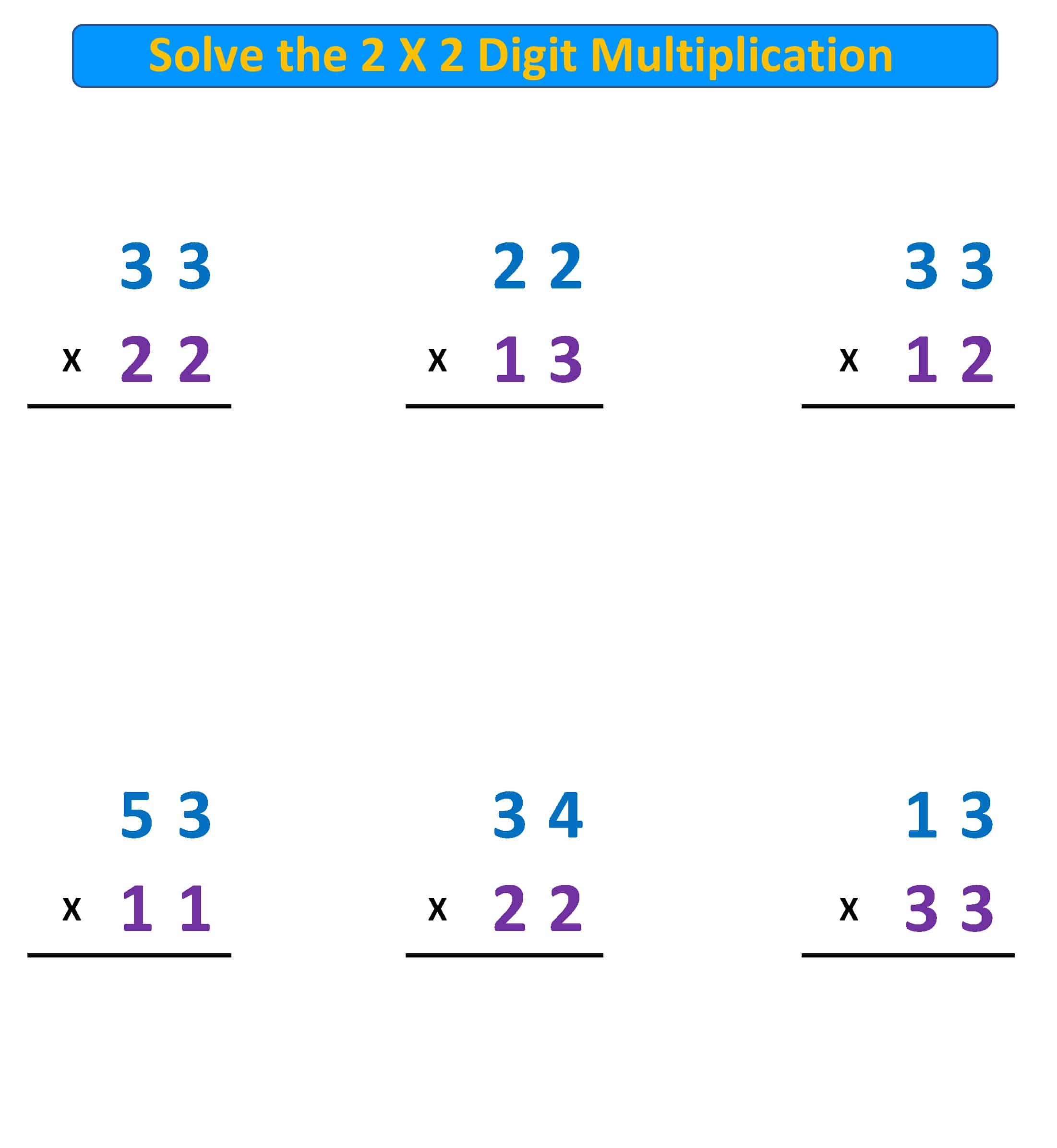 2 digit multiplication worksheet