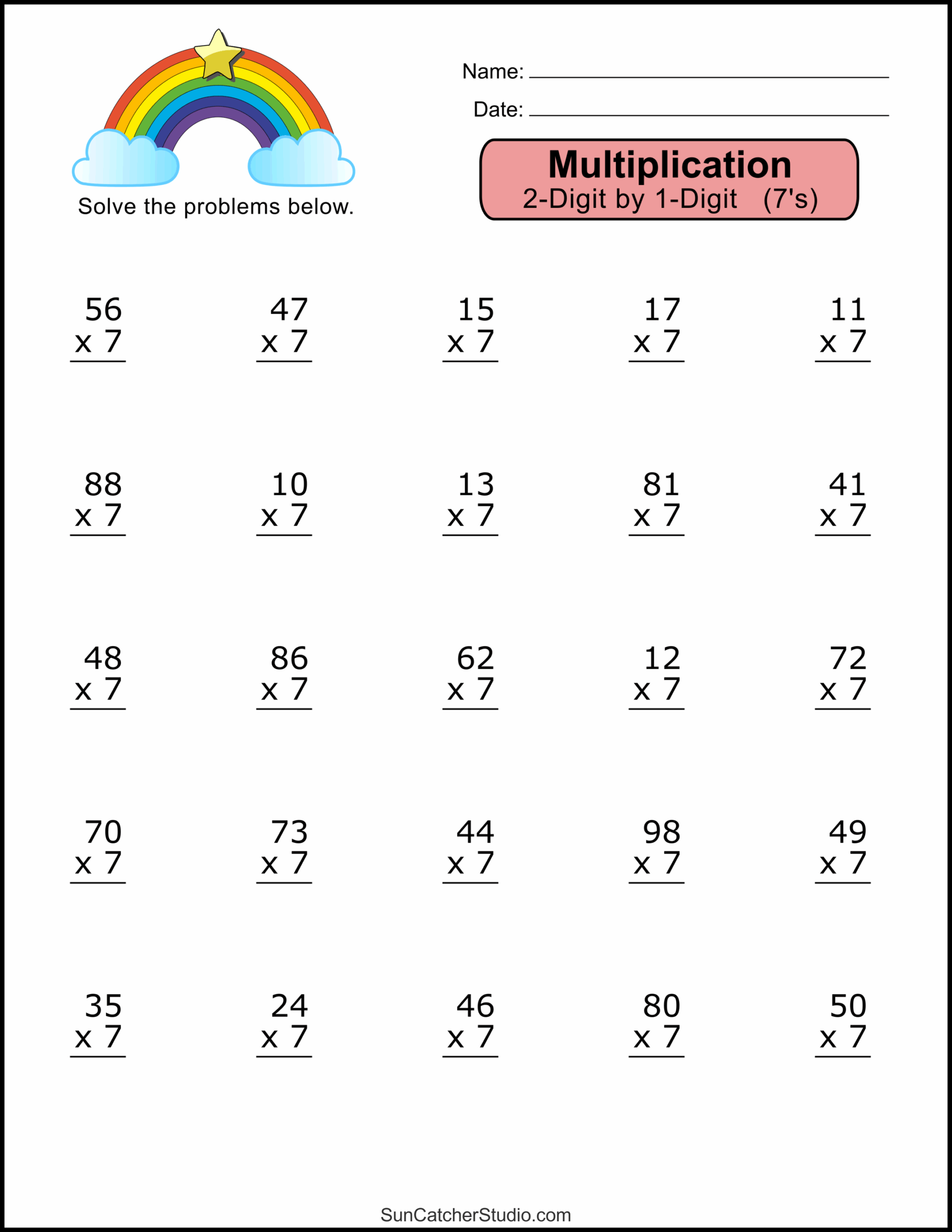 multiplication worksheet 2 digits