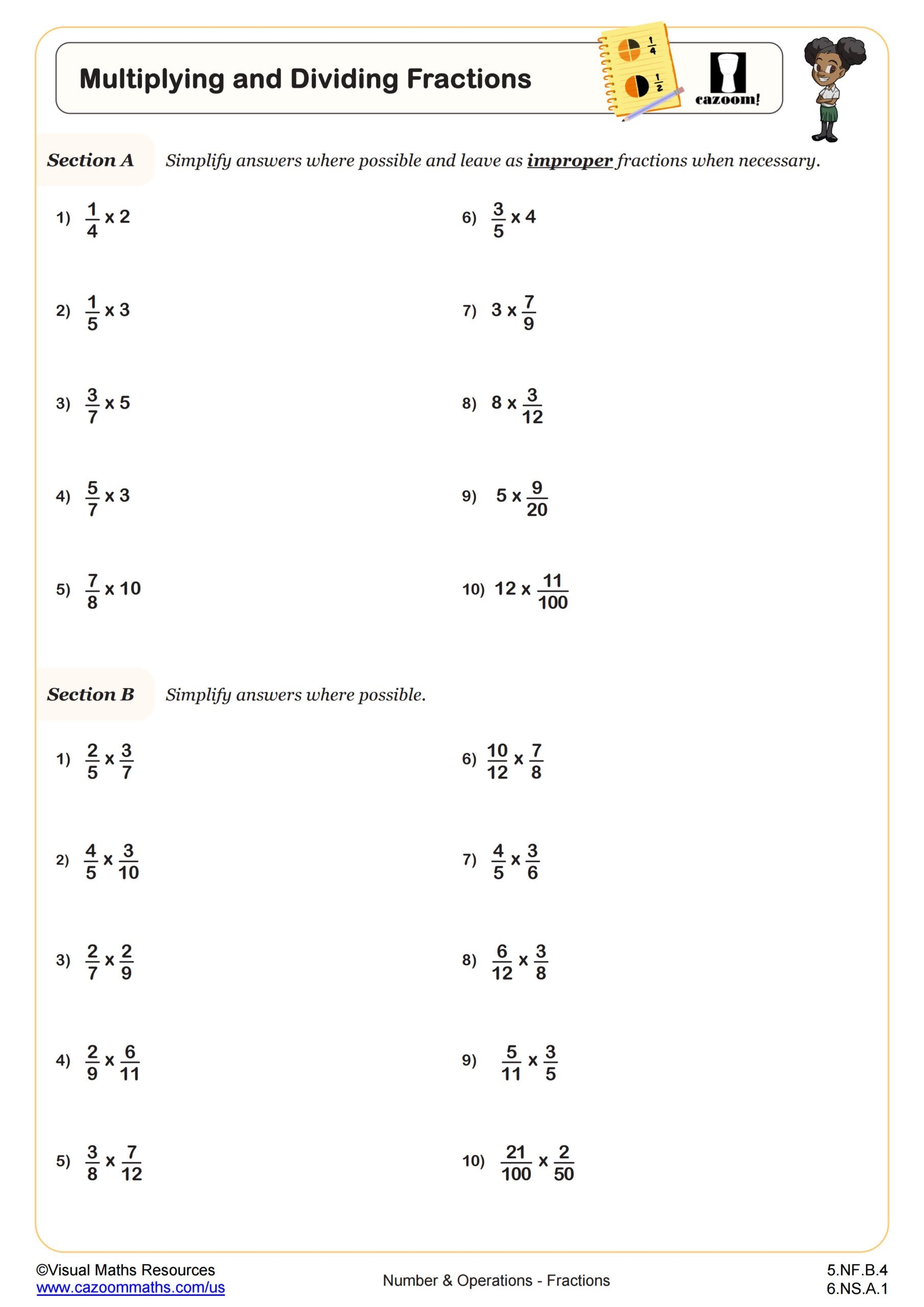 dividing fractions worksheet