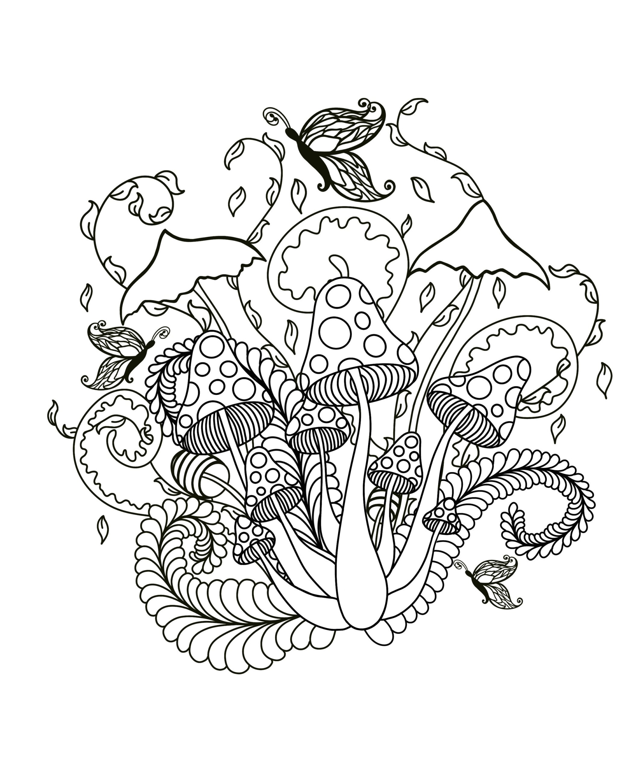 Mushroom Coloring Page Printable Mushroom Coloring Page Download PNG PDF JPG Etsy