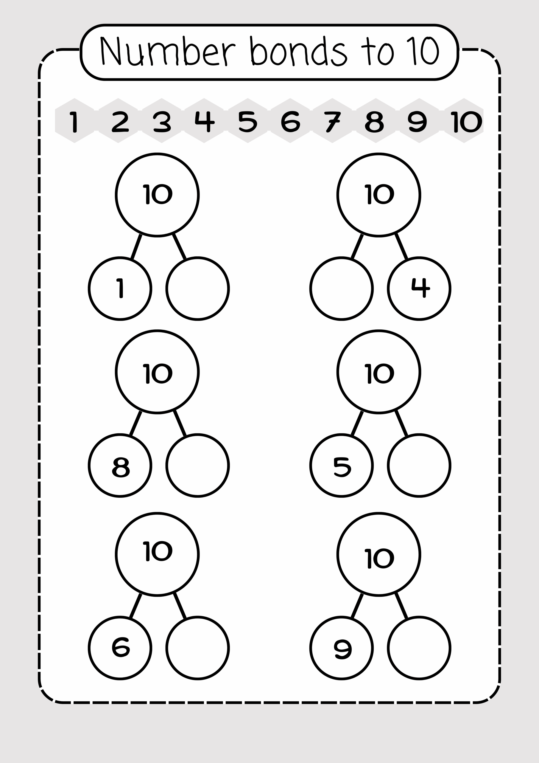 number bonds worksheets
