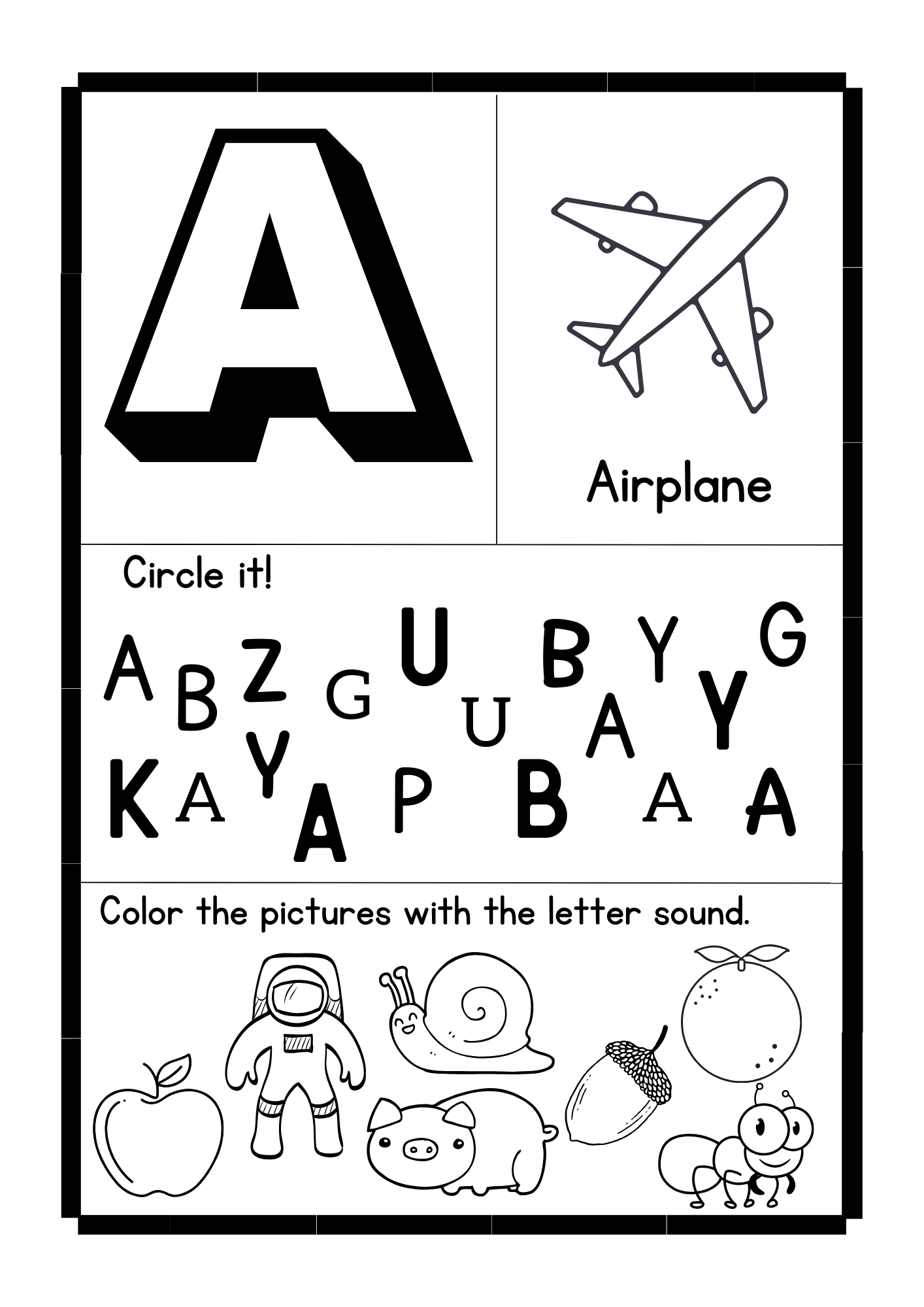 letter a worksheets