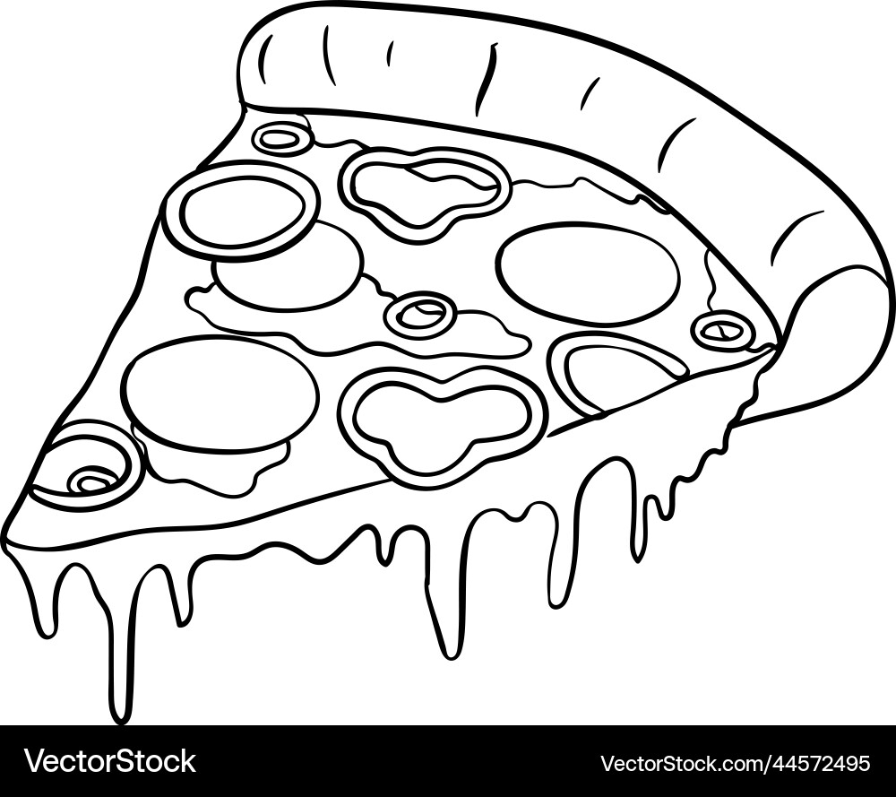 Pizza Isolated Coloring Page For Kids Royalty Free Vector