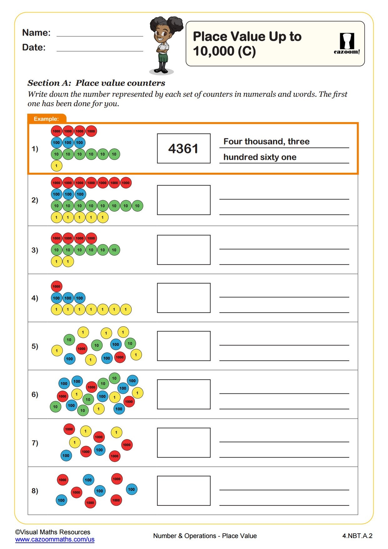 Place Value Up To 10 000 C PDF Printable Number And Operations Worksheets