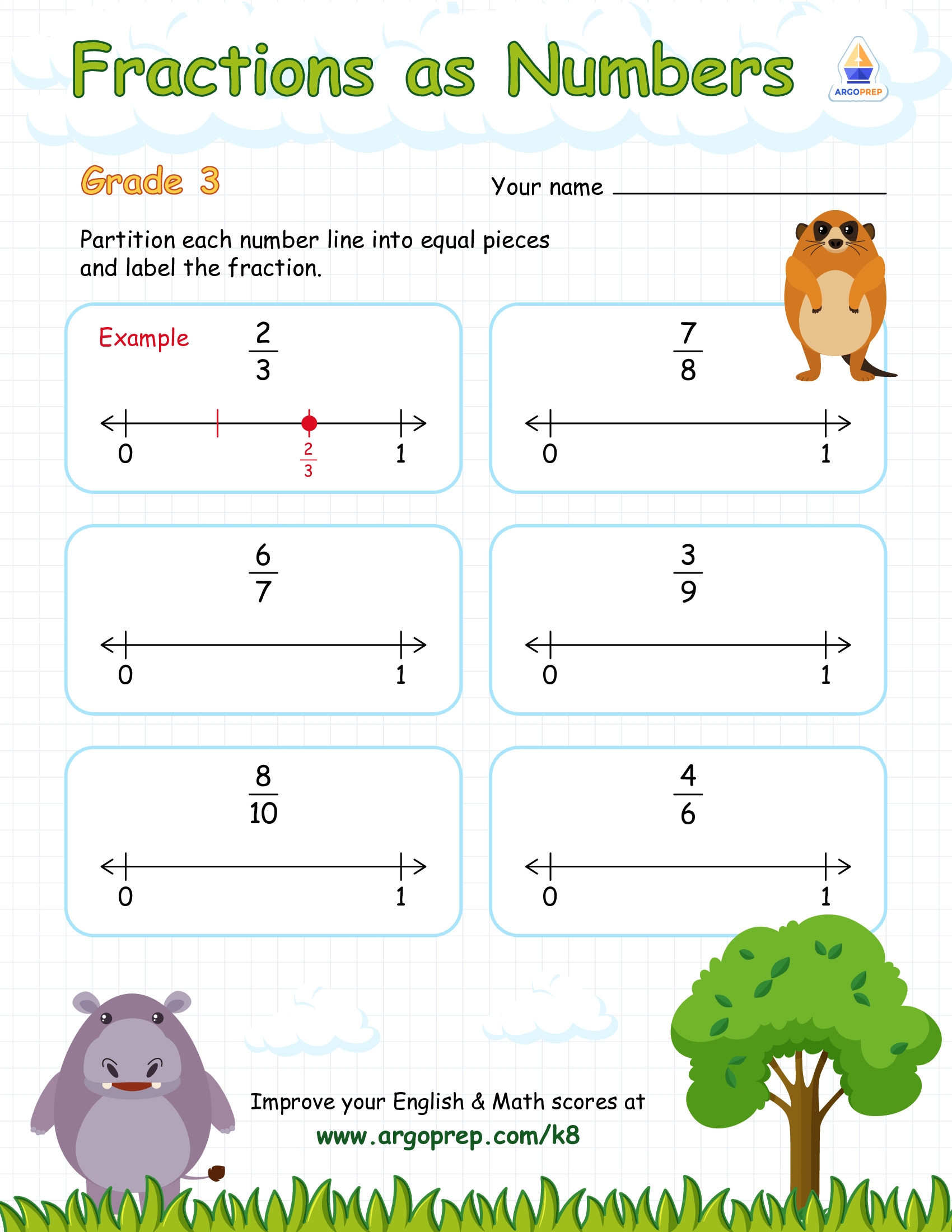 fractions on a number line worksheet