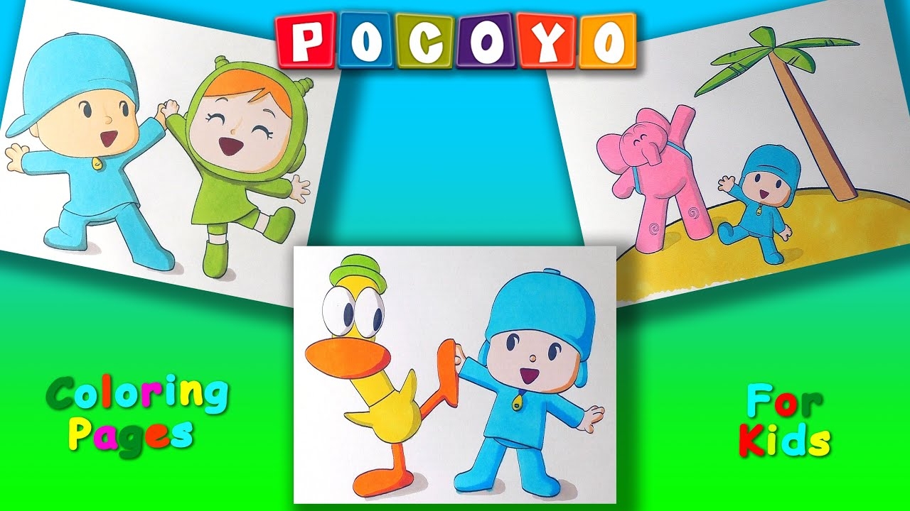 Pocoyo And His Friends Coloring Book ForKids Part 4 Pocoyo Coloring Pages YouTube