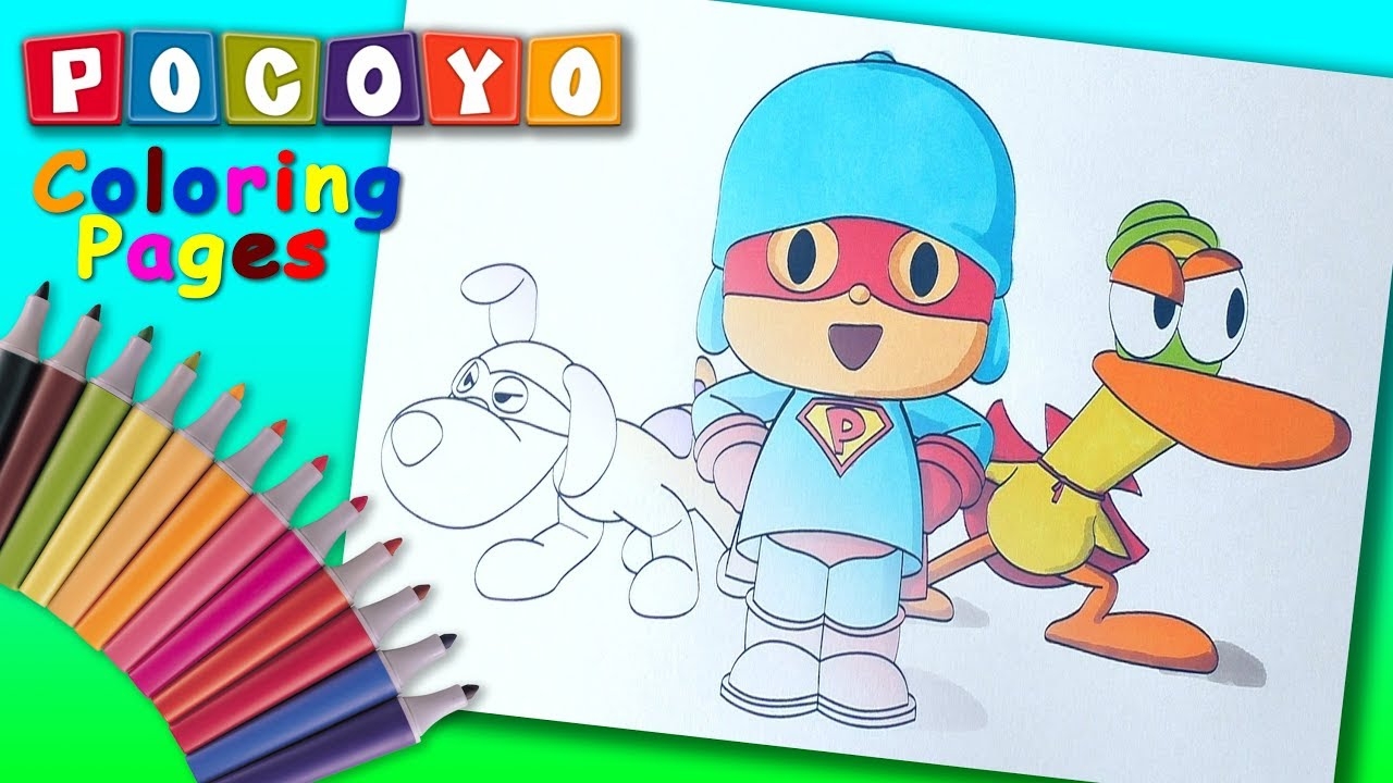 Pocoyo Super Pocoyo Coloring Book For Kids Pocoyo And His Friend Superheroes Colouring YouTube