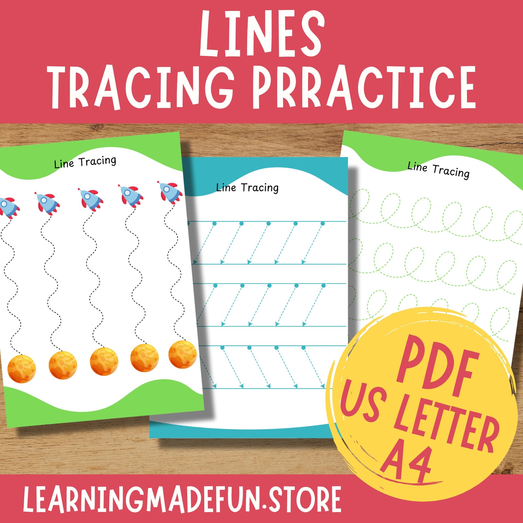 Pre Handwriting Line Tracing Worksheets Preschool Printable Homeschool Preschool Worksheet Preschool Handwriting Preschool Curriculum Etsy
