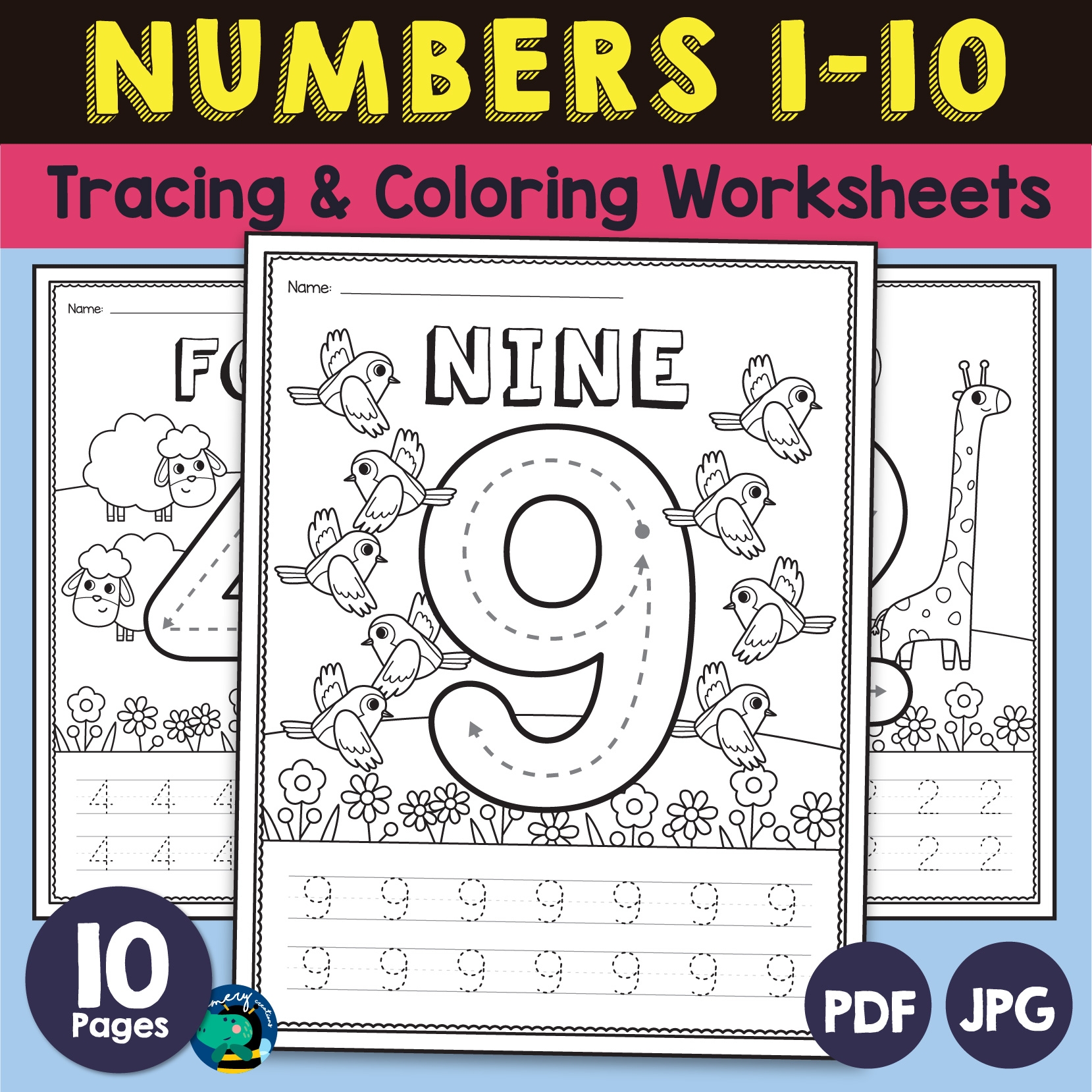 Preschool Numbers 1 10 Worksheets Tracing And Coloring No Prep Made By Teachers