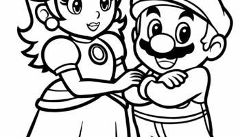 Princess Peach And Mario Coloring Page Easy Drawing Guides