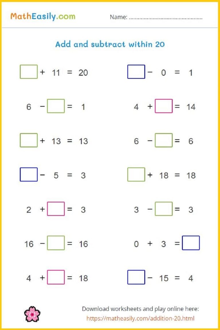 Printable 1st Grade Math Worksheets PDF Free Download