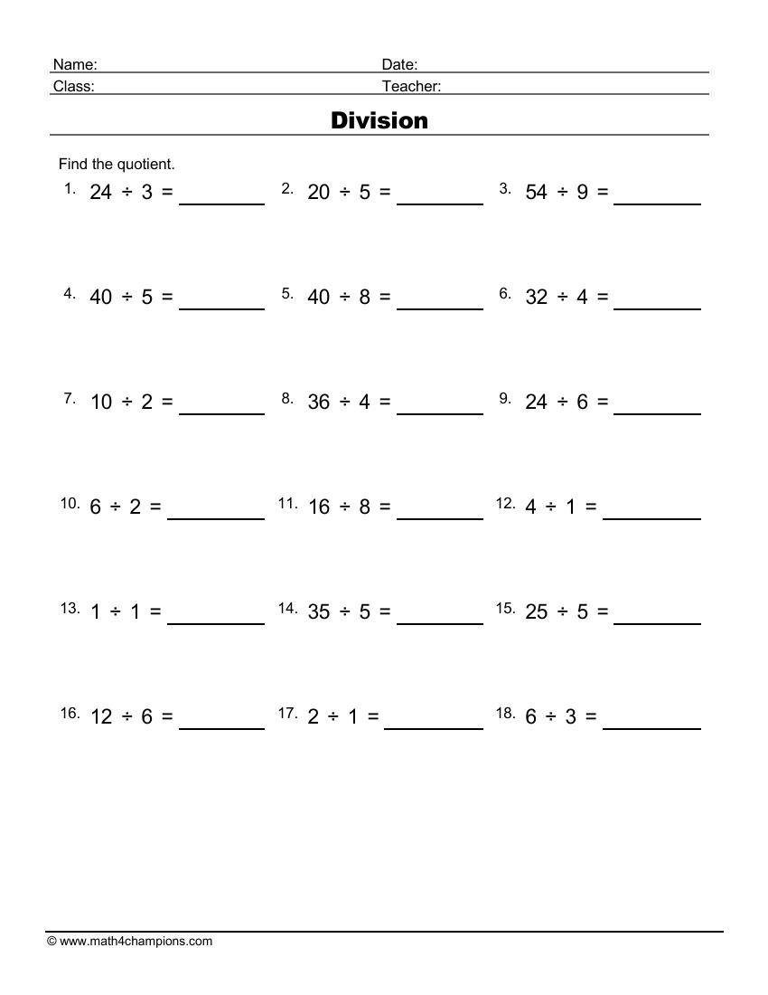 basic division worksheets