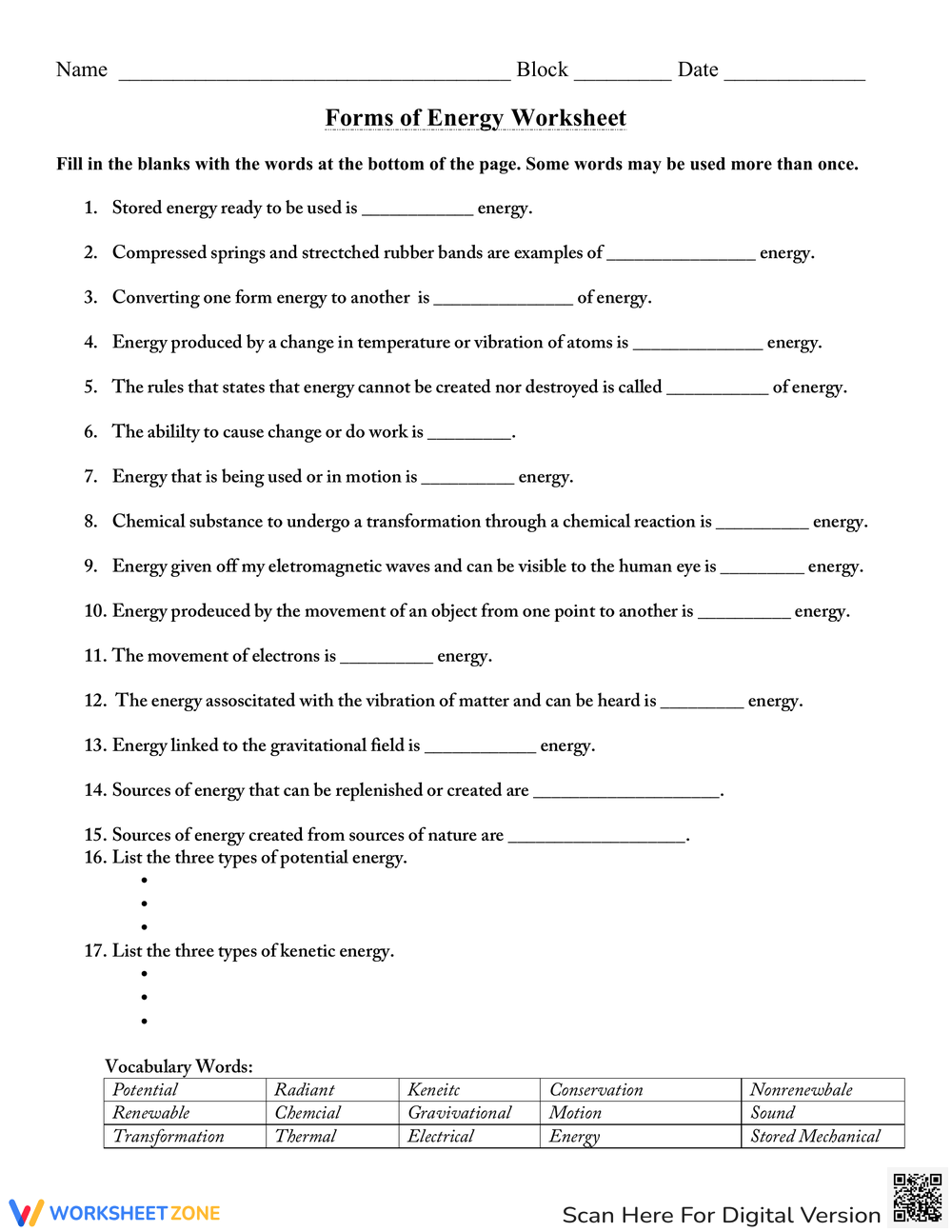 from one form to another worksheet