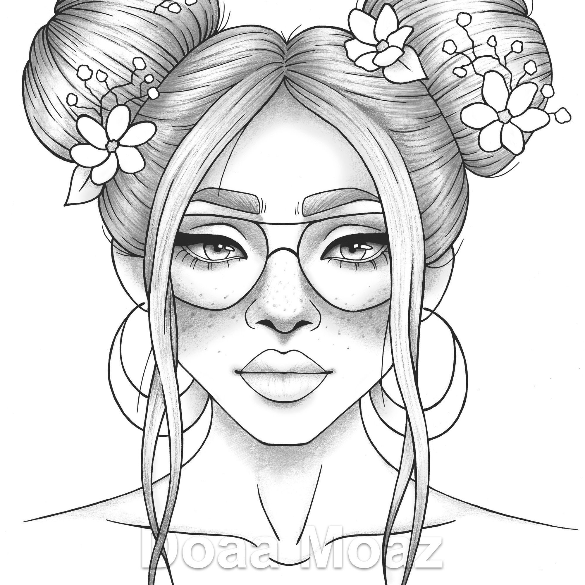 Printable Girl Portrait Coloring Sheet Instant Download Art Print Etsy
