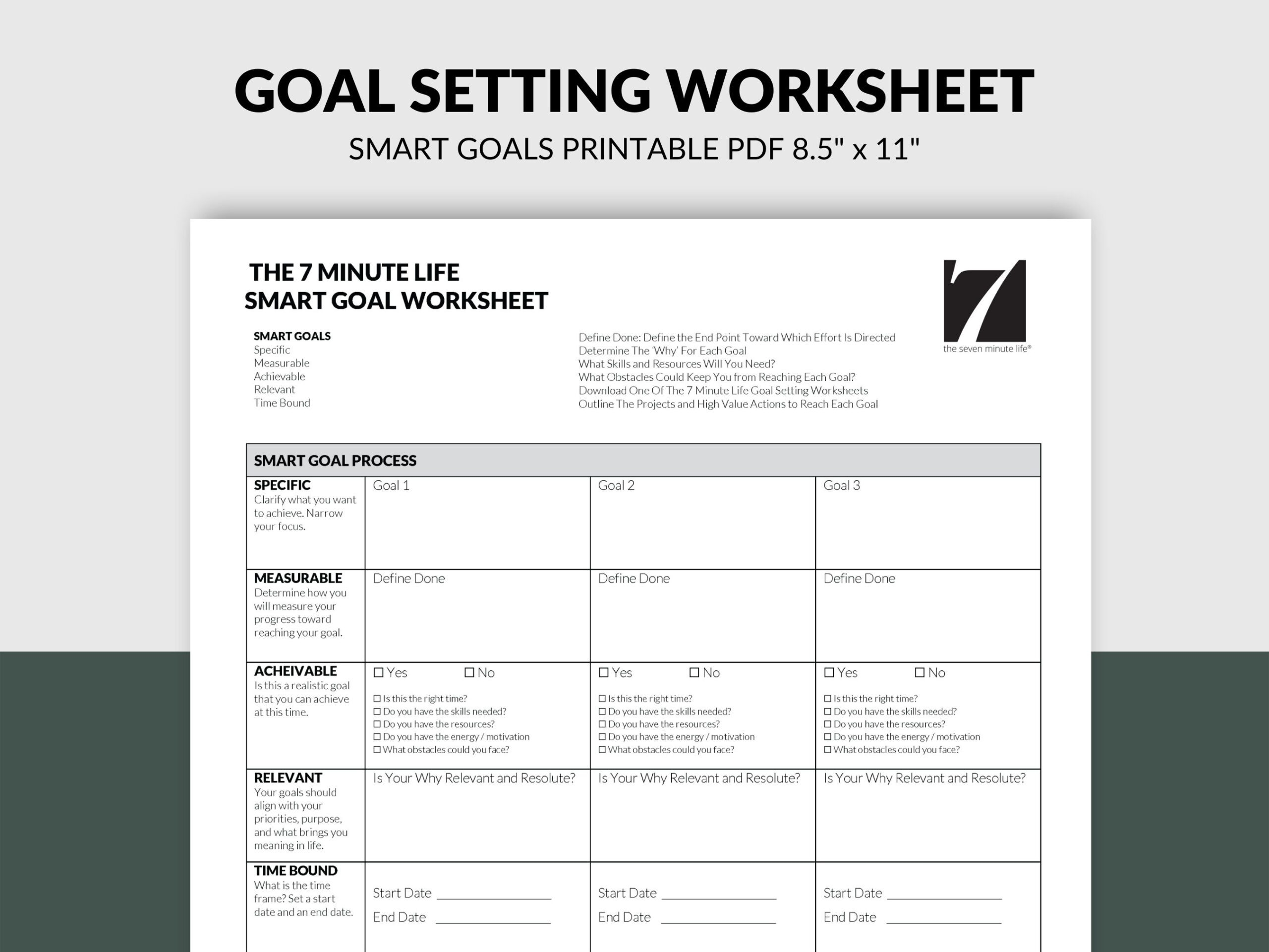 goal setting worksheet