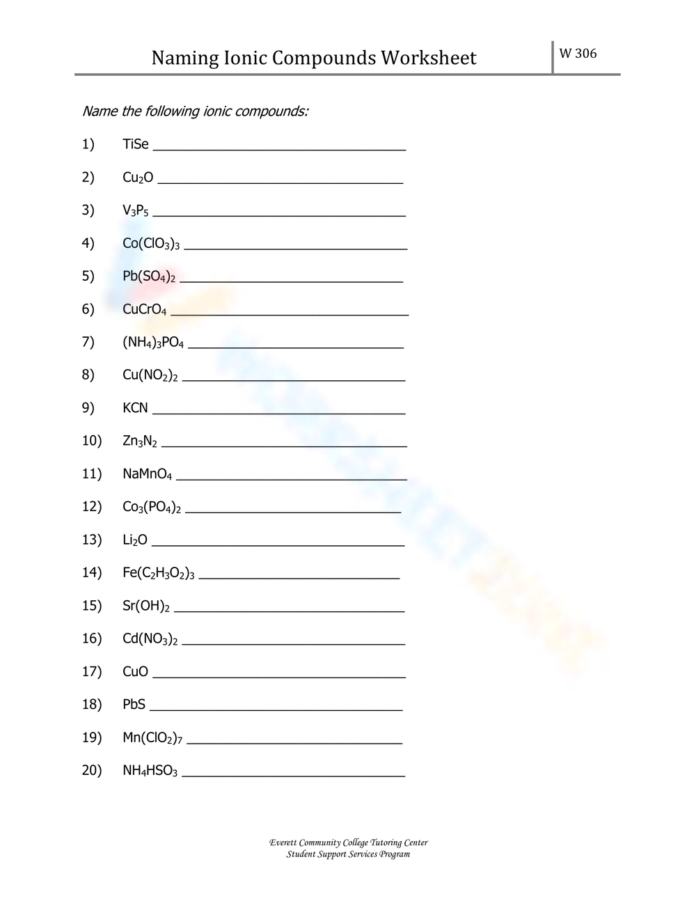 Printable Grade 8 Naming Ionic Compounds Worksheets Download