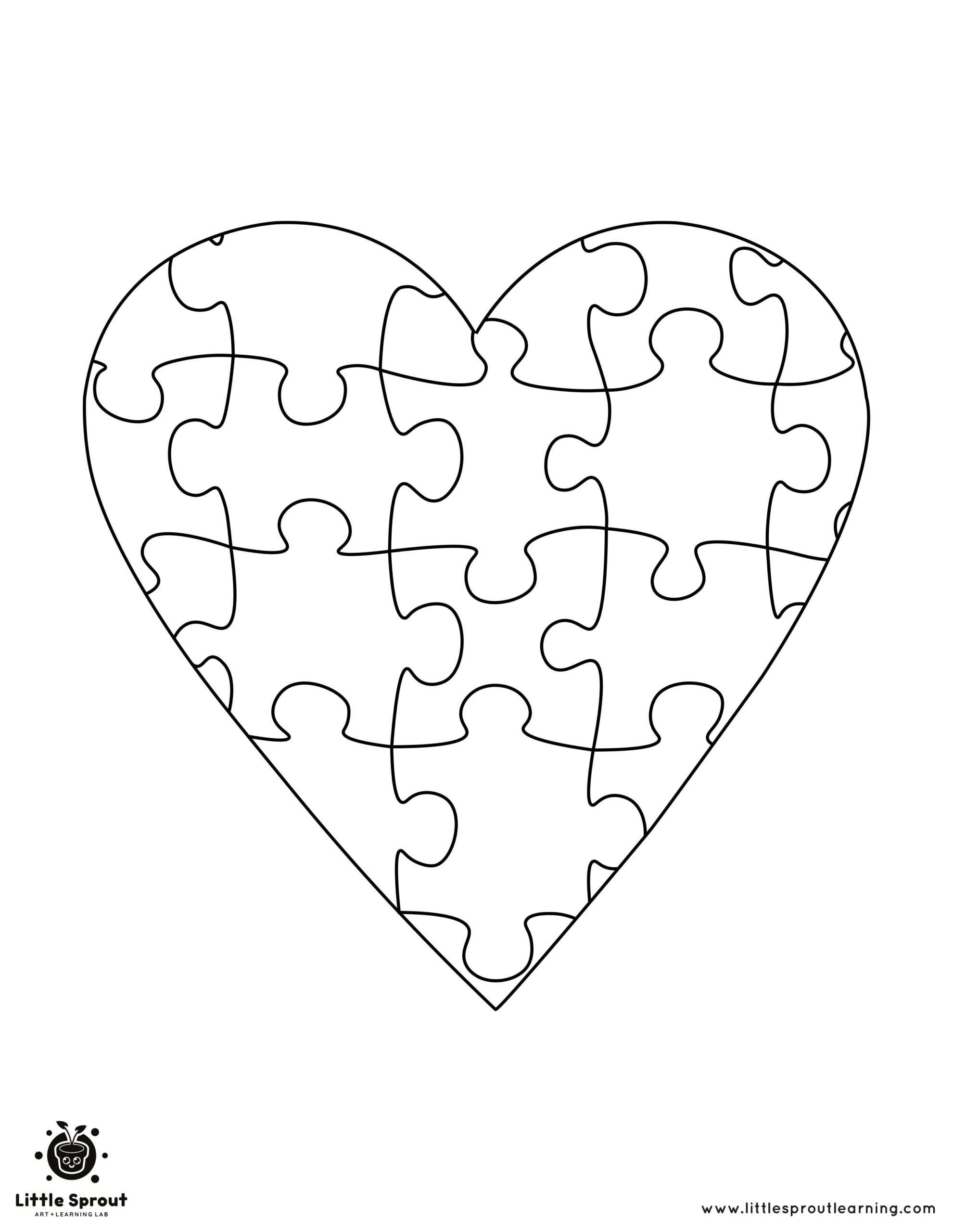 Puzzled Heart Coloring Page Little Sprout Art