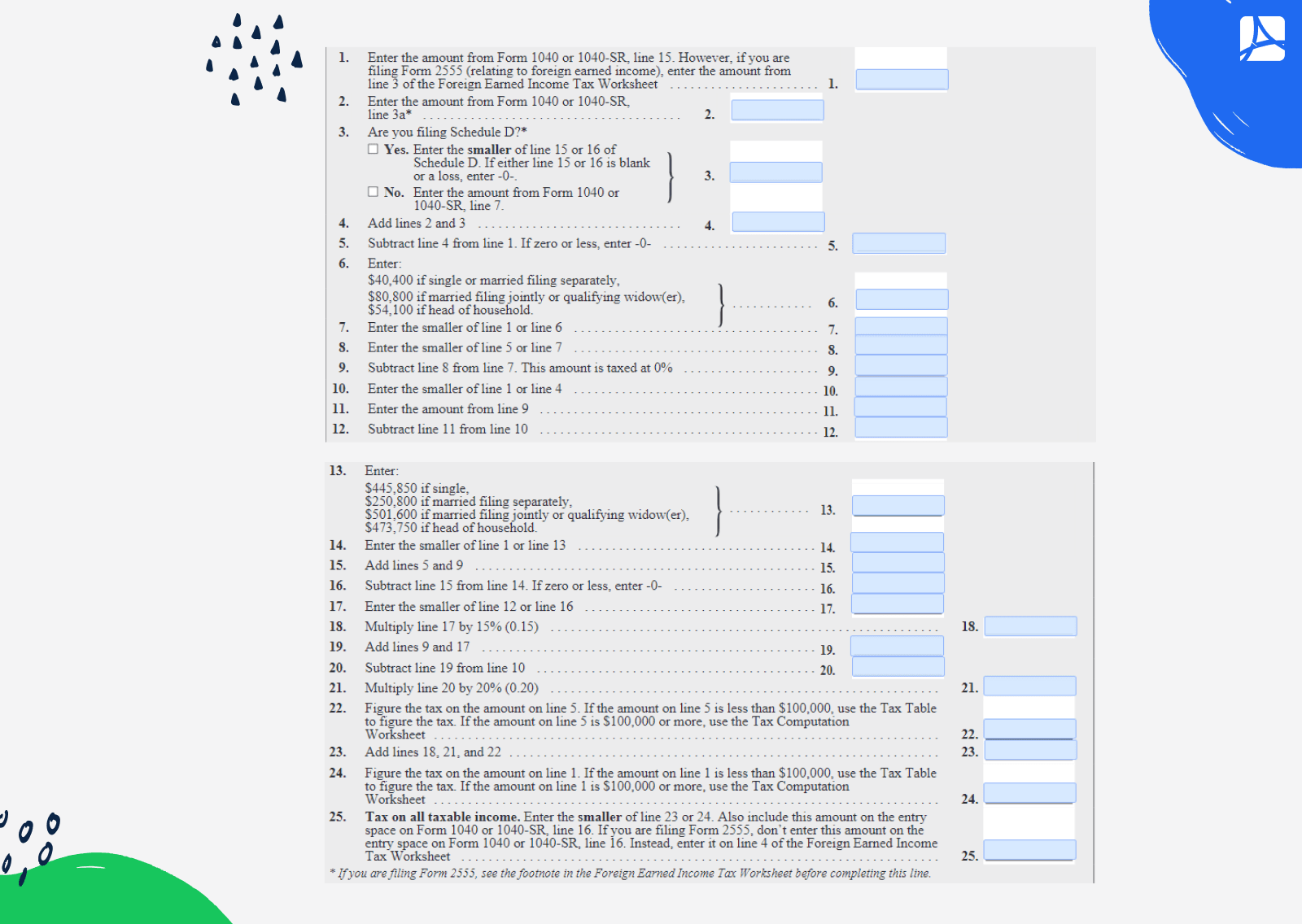 qualified dividends and capital gain tax worksheet